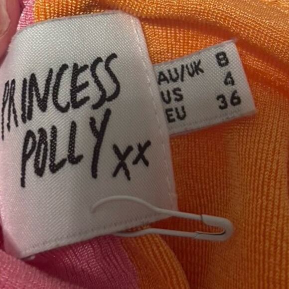 Princess Polly Orange Pink Crop top twist tank going out top small - Picture 4 of 4